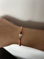 Bracelet Mini Perles Multicolores Cœur Orange