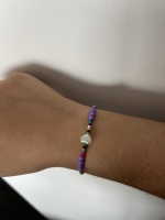 Bracelet Mini Perles Multicolores Cœur Violet